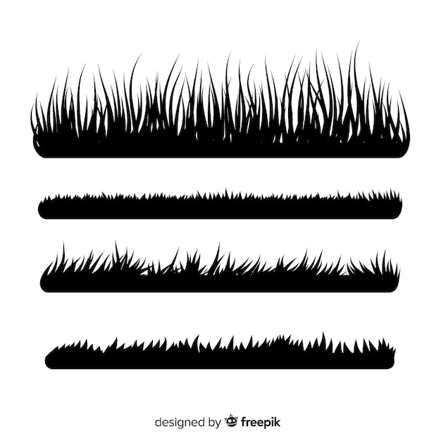 Download Black grass border silhouettes collection Vector | Free Download