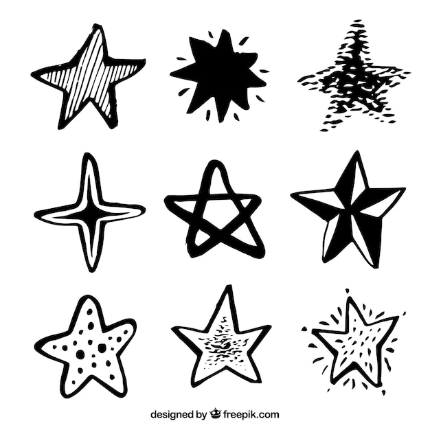 Free Vector | Black hand drawn star pack