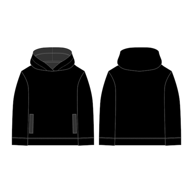 Premium Vector | Black hoodie for children's . technical sketch hoody.