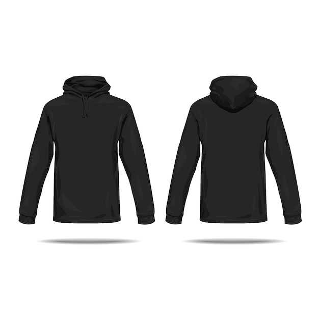 Premium Vector | Black hoodie concept set front and back