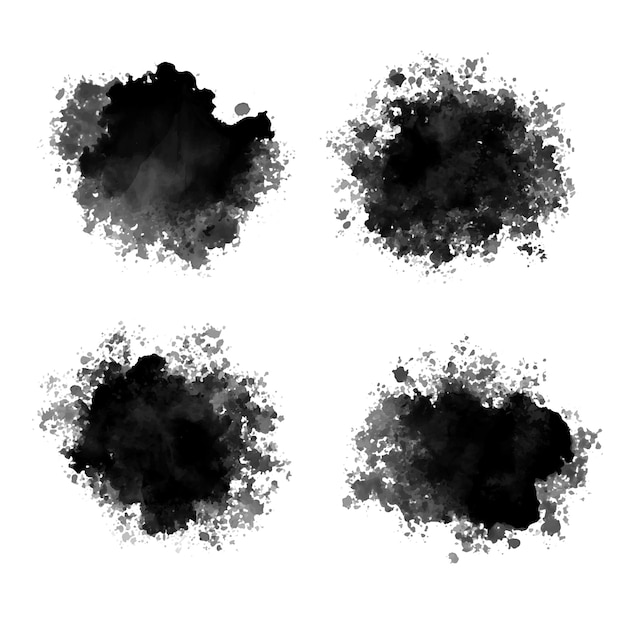 Free Vector Black Ink Drops Watercolor Abstract Splatters Design