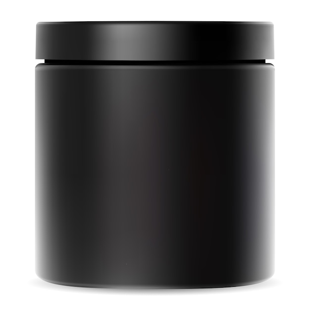 Premium Vector | Black jar. plastic container for cream. cosmetic packaging mockup with glossy ...