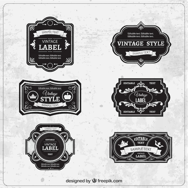 Free Vector | Black labels in vintage style