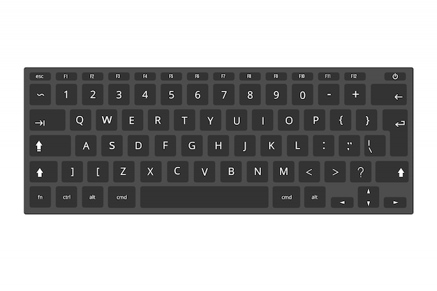 Black laptop, computer keyboard template isolated on white ...