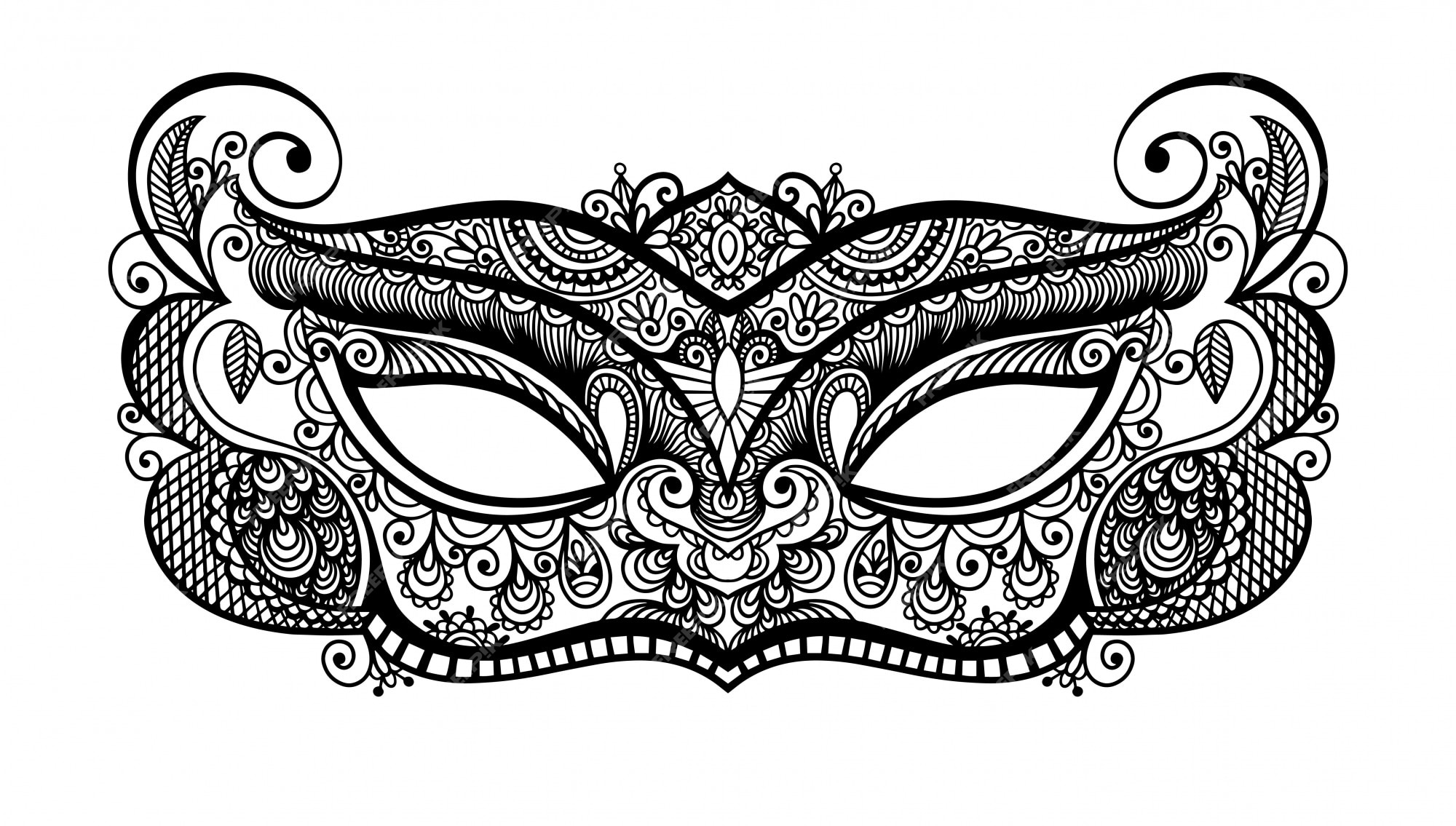 Premium Vector | Black lineart venetian carnival mask silhouette