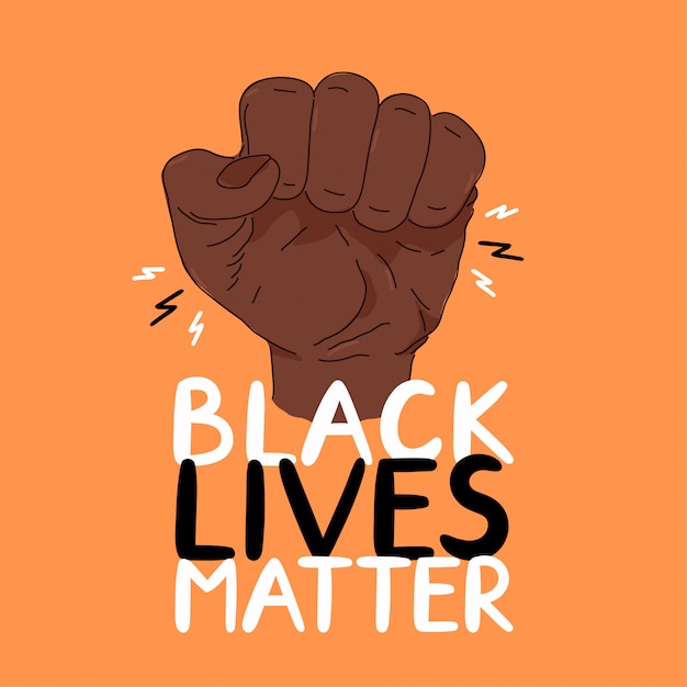 黒の生活問題抗議バナー トレンディなスタイルのイラストポスターデザイン 人種差別防止 人権概念 プレミアムベクター