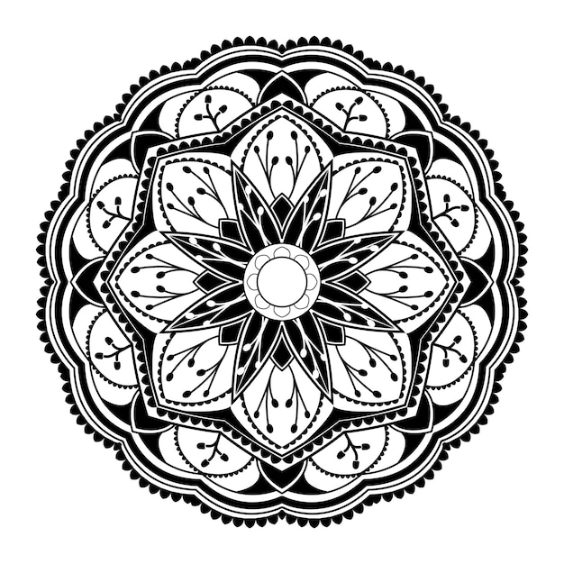 Download Black mandala pattern on white background | Free Vector