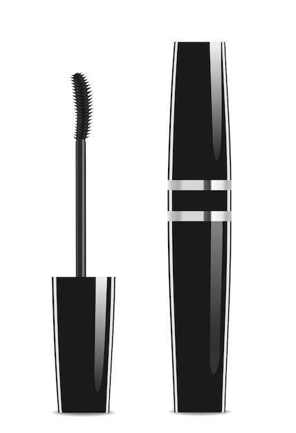 Premium Vector | Black mascara packaging.