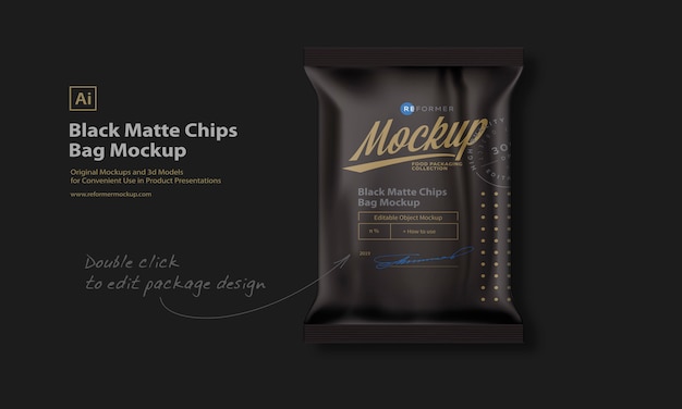 Download Premium Vector Black Matte Chips Bag