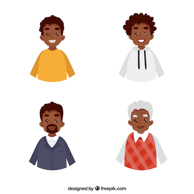 Black men collection in different ages