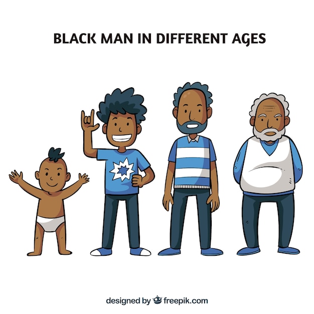 Black men collection in different ages