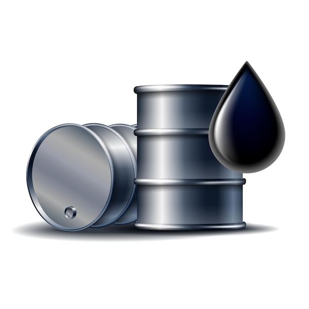 Premium Vector | Black oil barrel with oil drop isolated on white ...