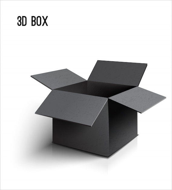 Black open cardboard box Vector | Premium Download