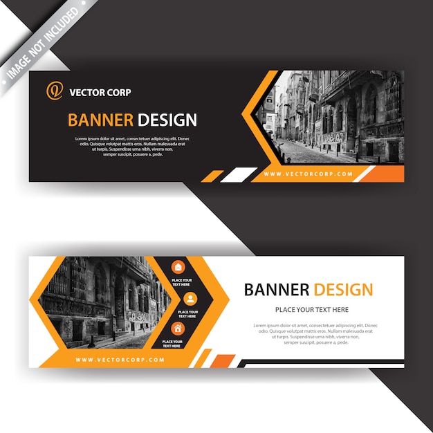 Free Vector | Black and orange banner