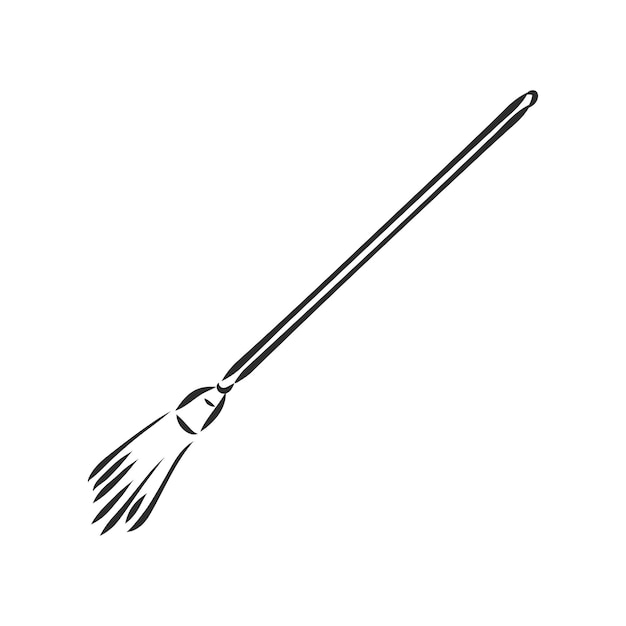 Premium Vector | Black outline vector broom on white background broom ...