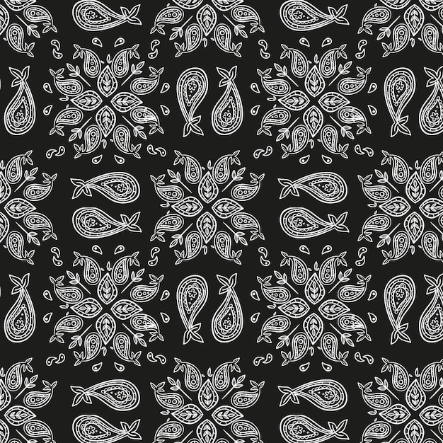 Free Vector Black paisley bandana pattern