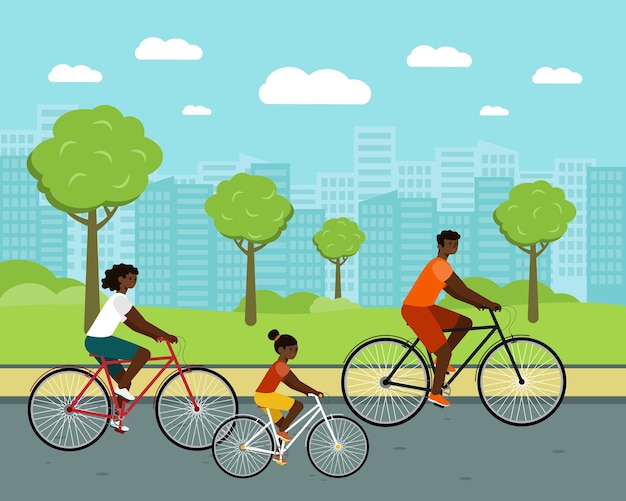 Premium Vector | Black people ride city bike woman and man on bicycles ...