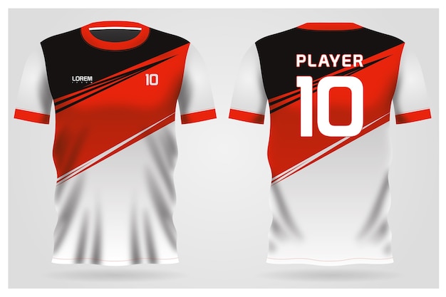 Premium Vector | Black red white soccer jersey uniform for football ...