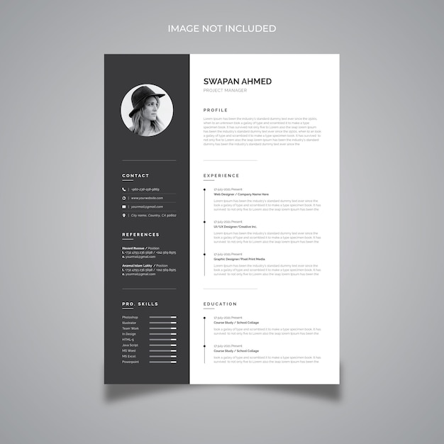 Premium Vector | Black resume