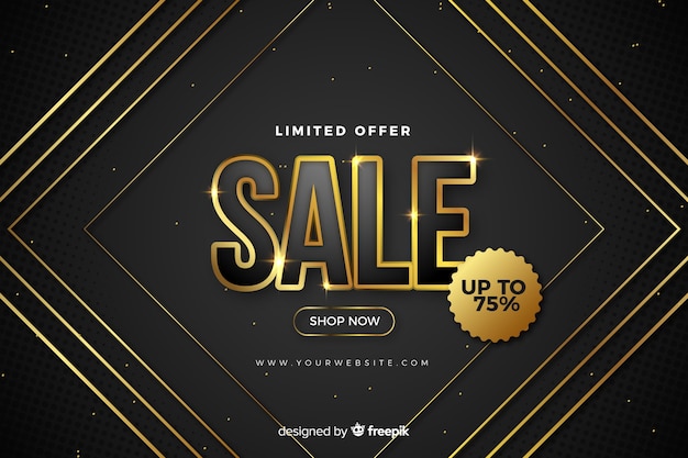 Free Vector | Black sales background with golden details
