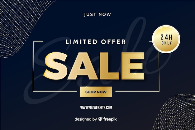 Free Vector | Black sales banner with golden elements