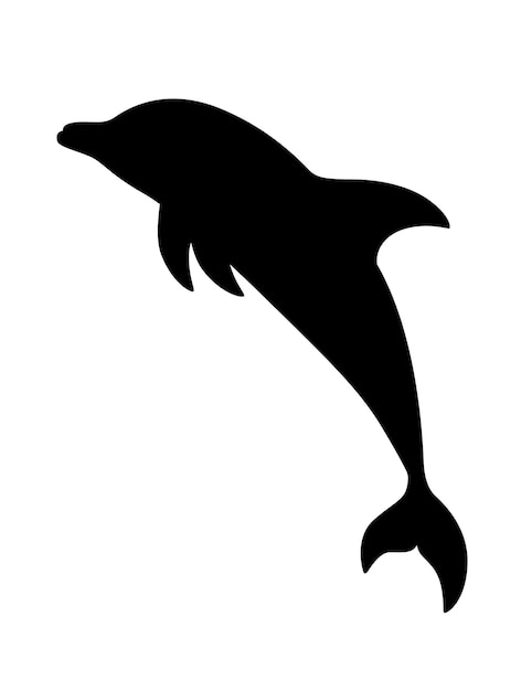 黒のシルエットイルカ漫画海の動物のデザインフラットベクトルイラスト プレミアムベクター