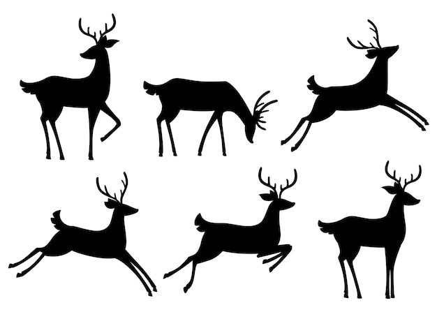 Download Premium Vector | Black silhouette icon collection. brown deer. hoofed ruminant mammals. cartoon ...