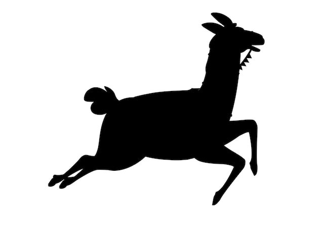 Premium Vector | Black silhouette of llama running cartoon animal ...