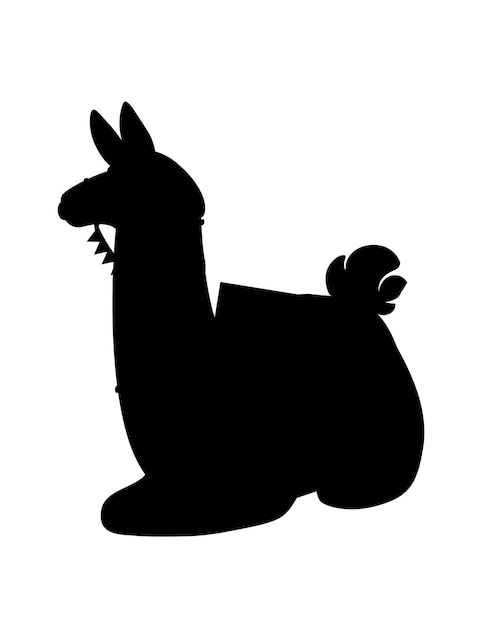 Premium Vector | Black silhouette of llama sitting on ground cartoon ...