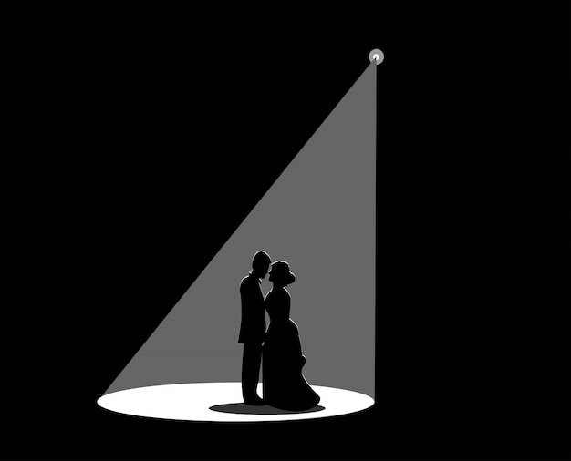 Download Black silhouette of a married couple | Premium Vector