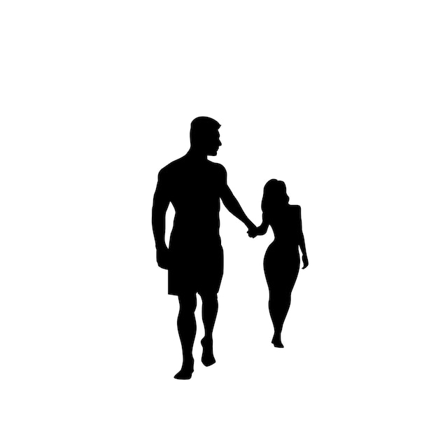 Download Black silhouette romantic couple holding hands full length ...