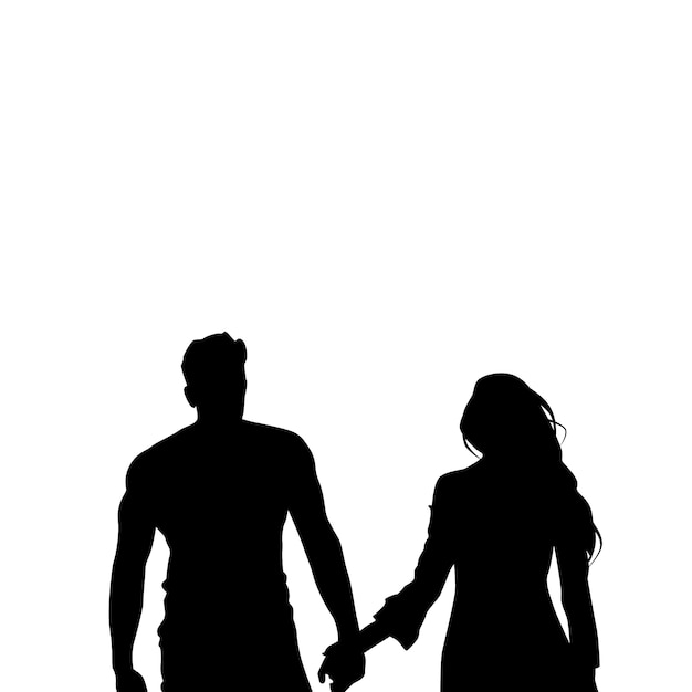 Download Premium Vector | Black silhouette romantic couple holding ...