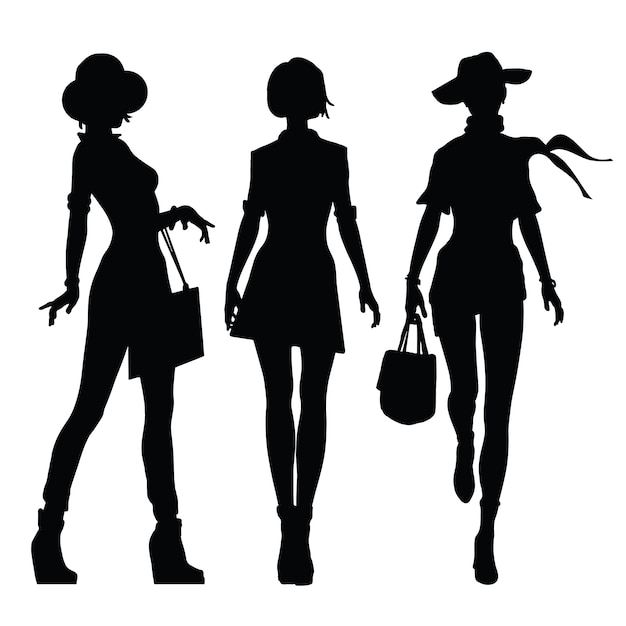 Download Premium Vector | Black silhouettes of women