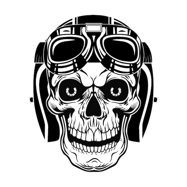 Free Vector | Black skull of pilot vector illustration. vintage dead ...