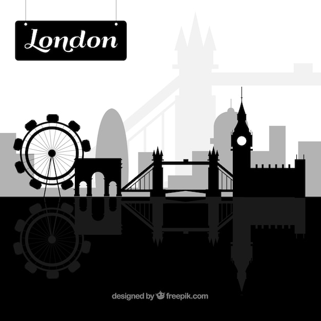 Black skyline of london | Free Vector