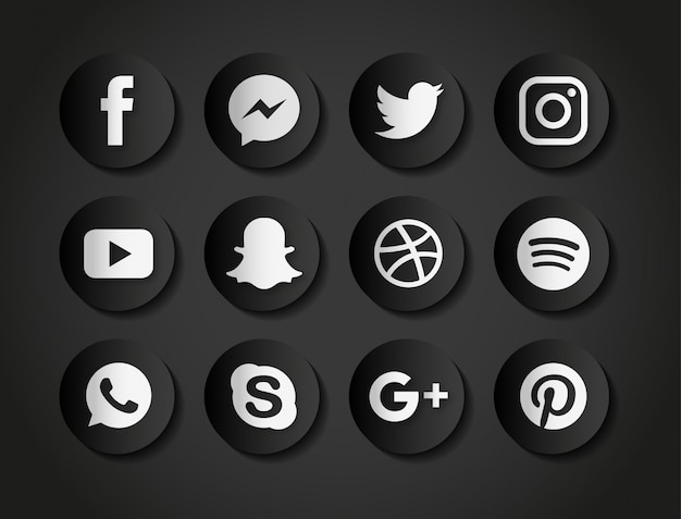 Black Social Media Icons Vector Free Download