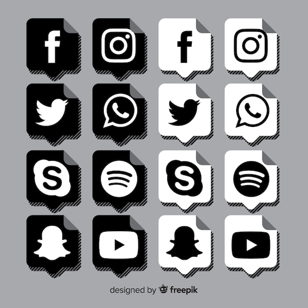 Download Free Download This Free Vector Black Social Media Logo Pack Use our free logo maker to create a logo and build your brand. Put your logo on business cards, promotional products, or your website for brand visibility.
