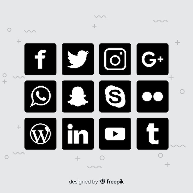 Free Vector Black Social Media Logo Pack