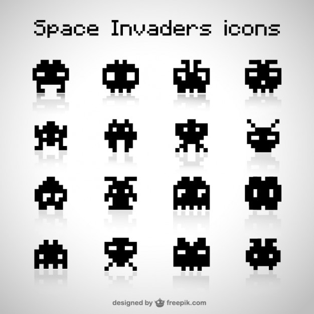 Black space invaders icons Vector | Free Download