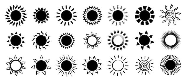 Premium Vector | Black sun icons set vector and illustration symbols
