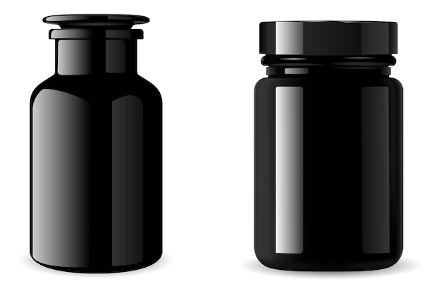 Black supplement bottle. medicine jar. 3d Vector | Premium Download