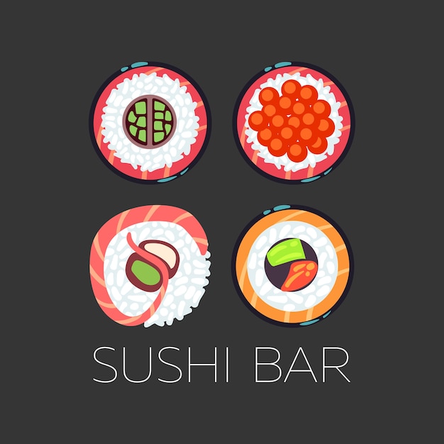 Premium Vector | Black Sushi Bar Food Logo Vector Template