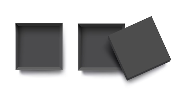 Download Black top view empty open box for mockup design | Premium Vector