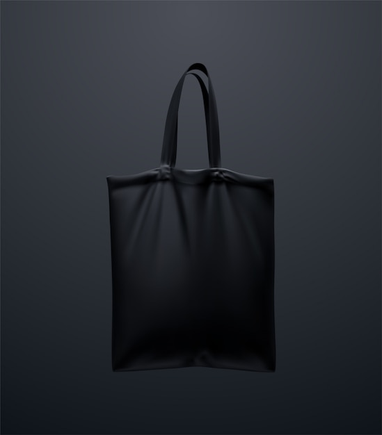 Black Tote Bag Mockup 3d Illustration Reusable Textile Handbag Design