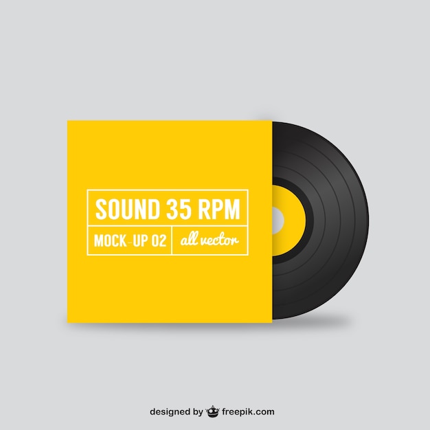 Download Black vinyl record in yellow cover Vector | Free Download