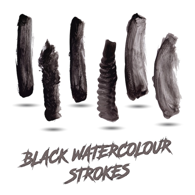 Download Black watercolor strokes set | Free Vector