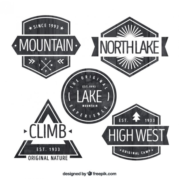 Black And White Adventure Badges Free Vector