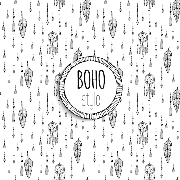 Free Vector | Black and white background with boho style