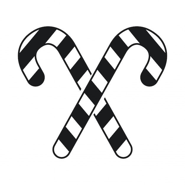 Premium Vector | Black and white candy stick crossed new year celebration