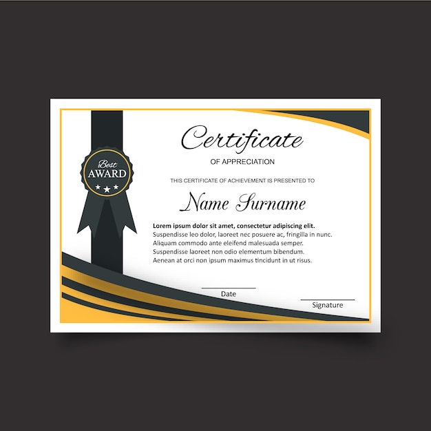 Free Vector Black and white certificate of appreciation template